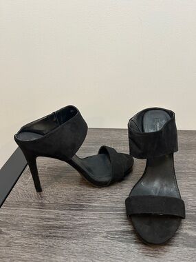 Forever 21 Black Suede Ankle-Strap Stiletto Heels